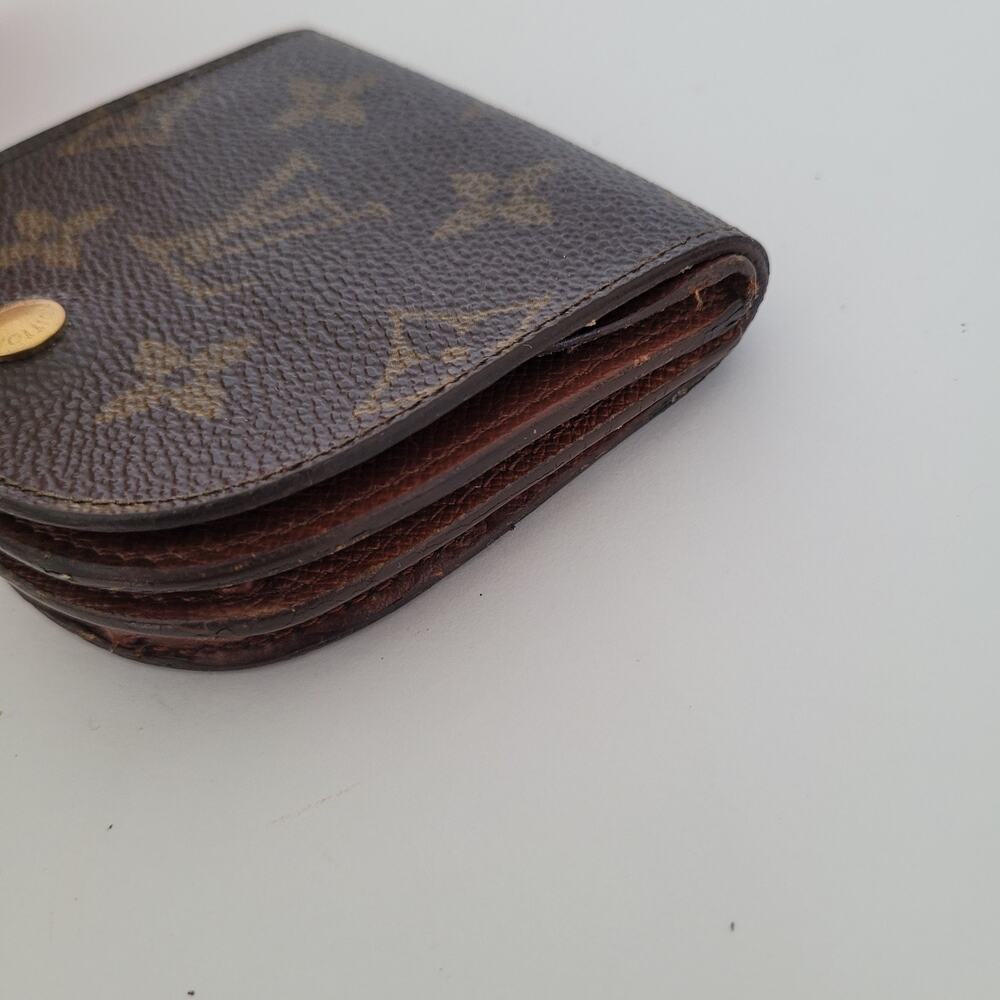 Louis Vuitton Vintage Mini Coin Holder Wallet Small Brown Horseshoe Bifold Logo - Picture 12 of 15